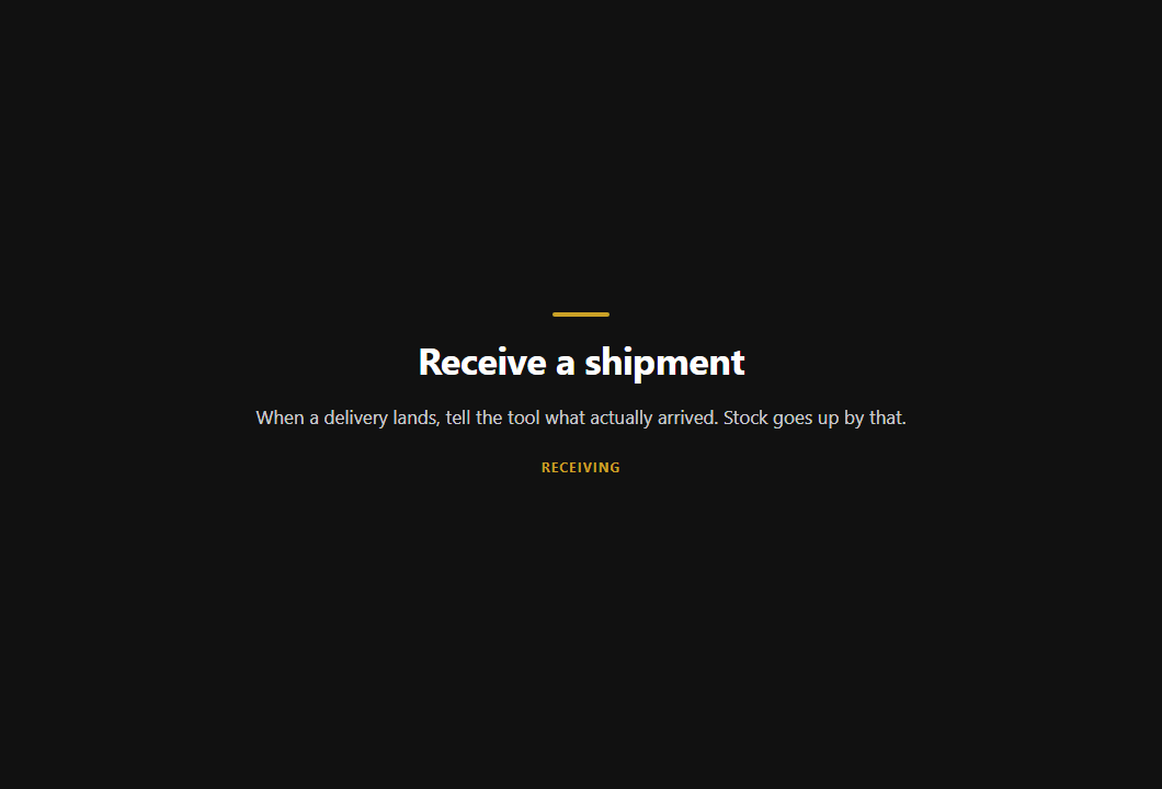 Receiving a shipment