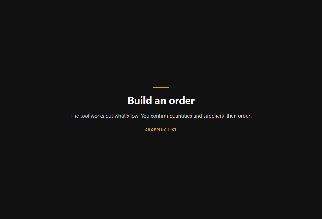 Building an order from the shopping list