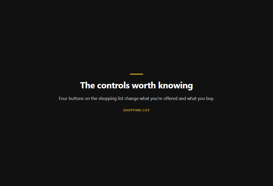 The shopping list controls